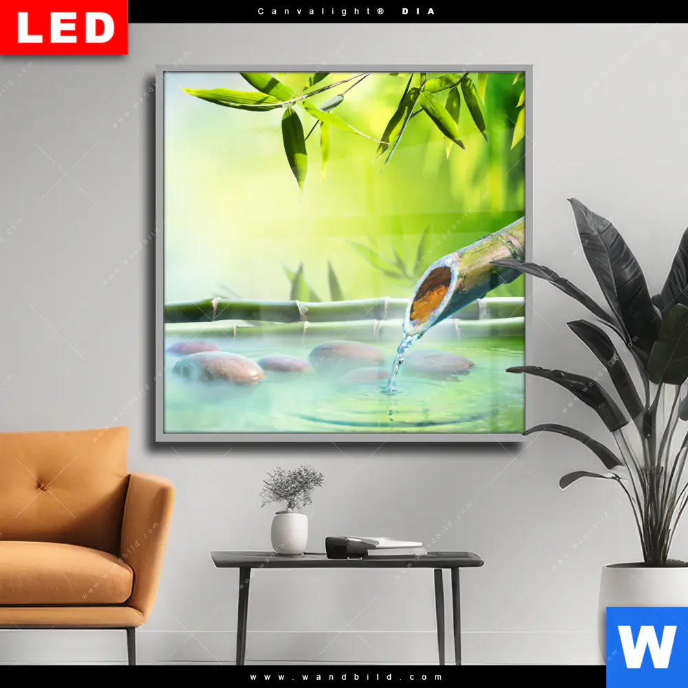 Wechselmotiv Acrylglas Canvalight® DIA | Orchidee im japanischer Brunnen | Quadrat