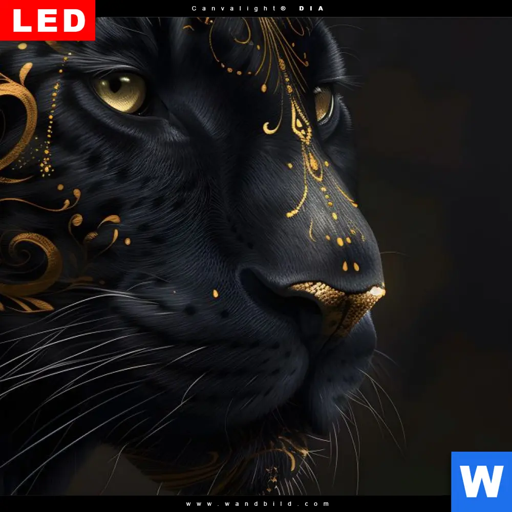 Wechselmotiv Acrylglas Canvalight® DIA | Panther mit goldenen Ornamenten | Quadrat - Image 4