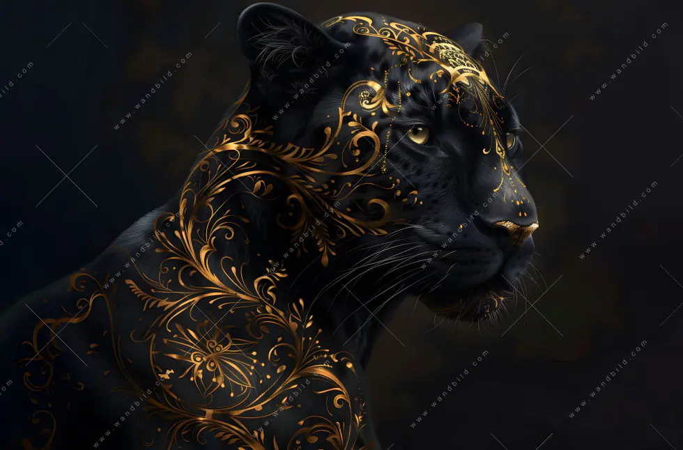 Wechselmotiv Acrylglas Canvalight® DIA | Panther mit goldenen Ornamenten | Quadrat - Image 5