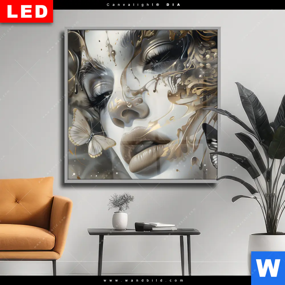 Wechselmotiv Acrylglas Canvalight® DIA | Paola - Porträt mit Schmetterlingen | Quadrat