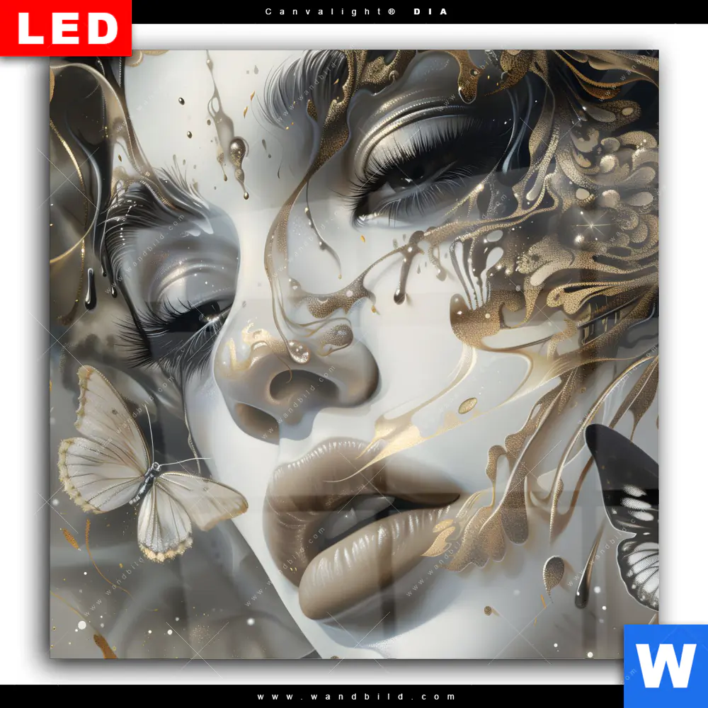 Wechselmotiv Acrylglas Canvalight® DIA | Paola - Porträt mit Schmetterlingen | Quadrat - Image 2