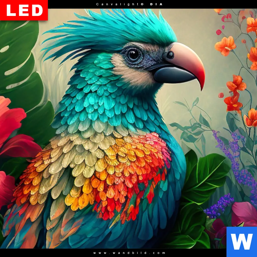 Wechselmotiv Acrylglas Canvalight® DIA | Papagei und tropischer Hibiskus | Schmal - Image 4
