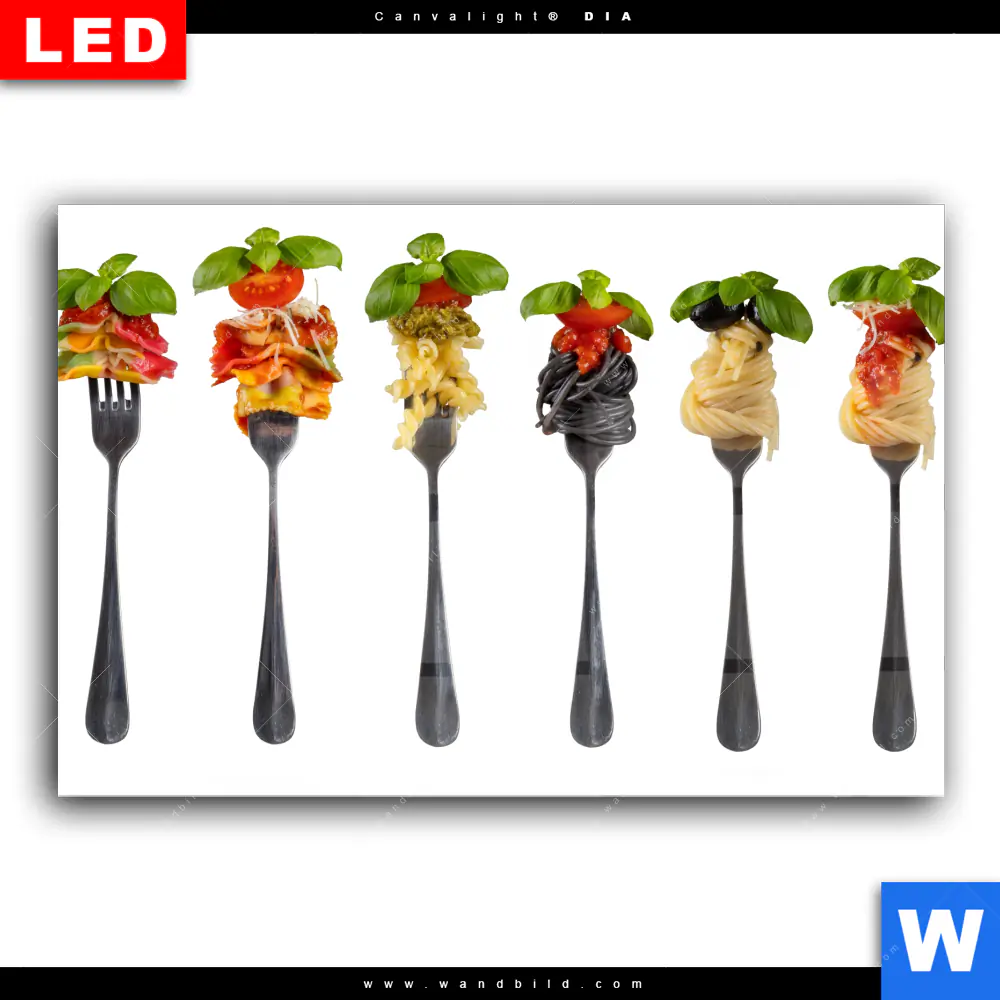 Wechselmotiv Acrylglas Canvalight® DIA | Pasta auf Gabeln | Querformat - Image 2