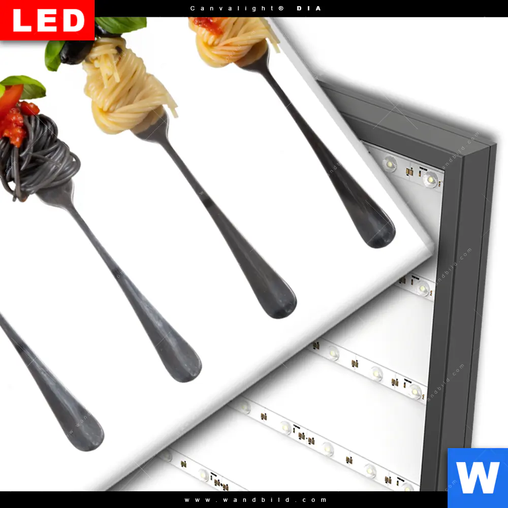 Wechselmotiv Acrylglas Canvalight® DIA | Pasta auf Gabeln | Querformat - Image 3