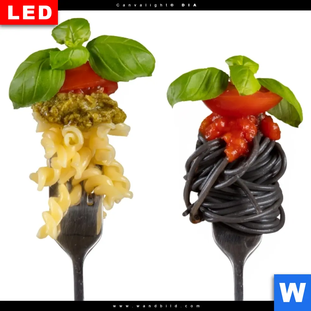 Wechselmotiv Acrylglas Canvalight® DIA | Pasta auf Gabeln | Querformat - Image 4