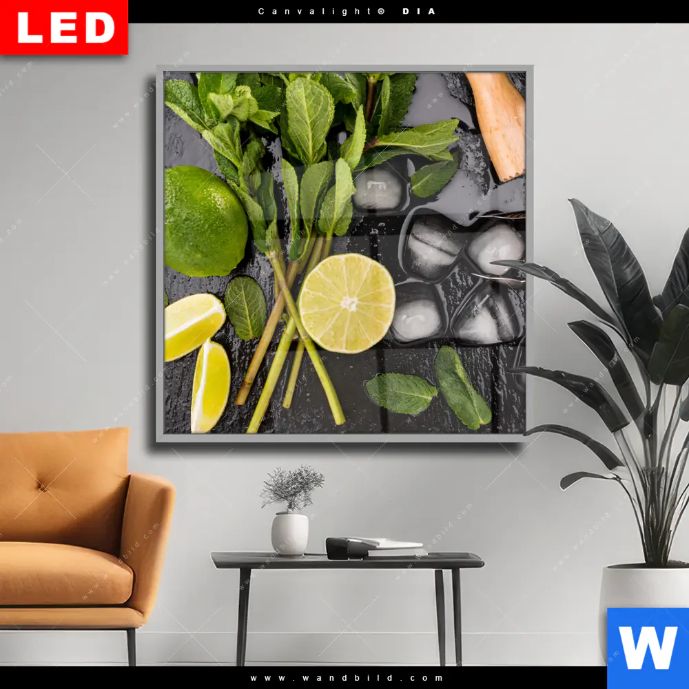 Wechselmotiv Acrylglas Canvalight® DIA | Perfekte Zutaten für Cocktails | Quadrat