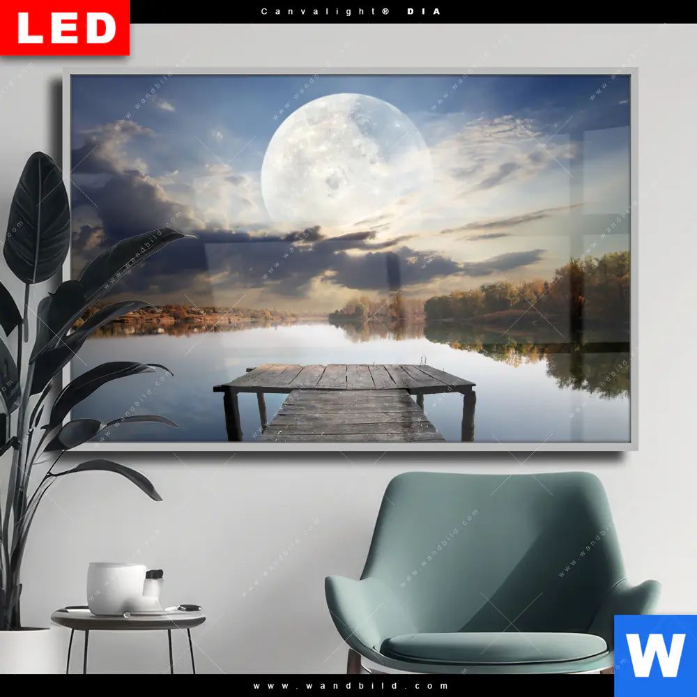 Wechselmotiv Acrylglas Canvalight® DIA | Pier am Fluss | Querformat