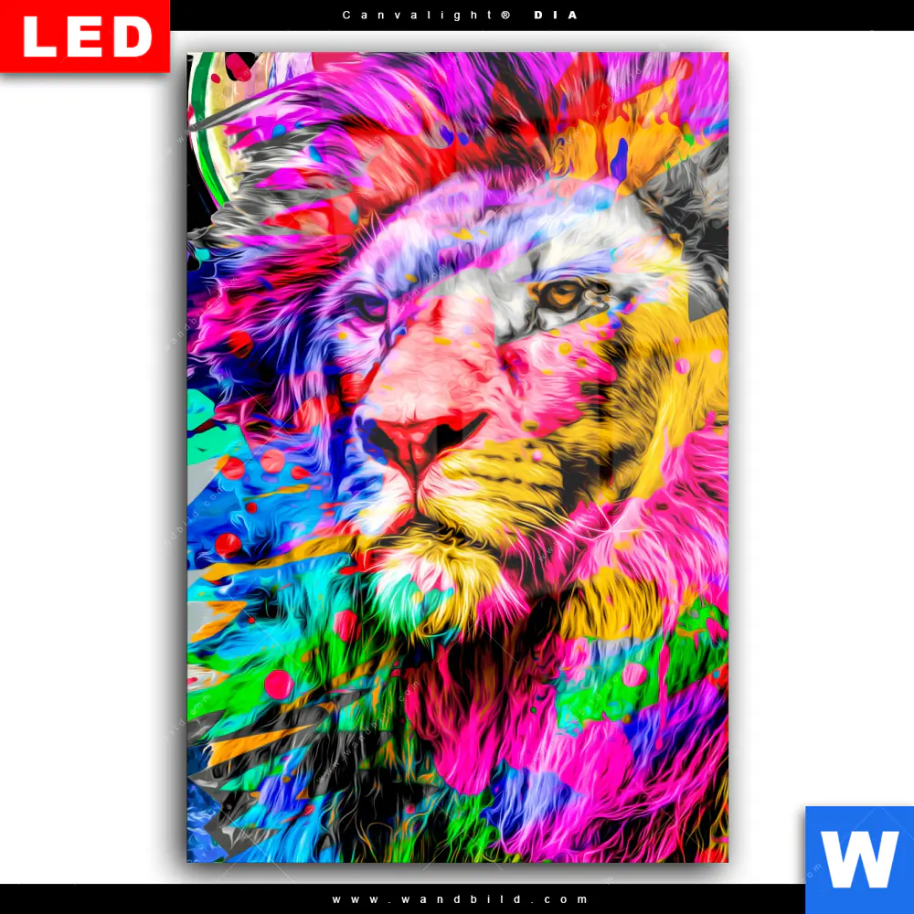 Wechselmotiv Acrylglas Canvalight® DIA | Pop Art Löwe | Hochformat - Image 2