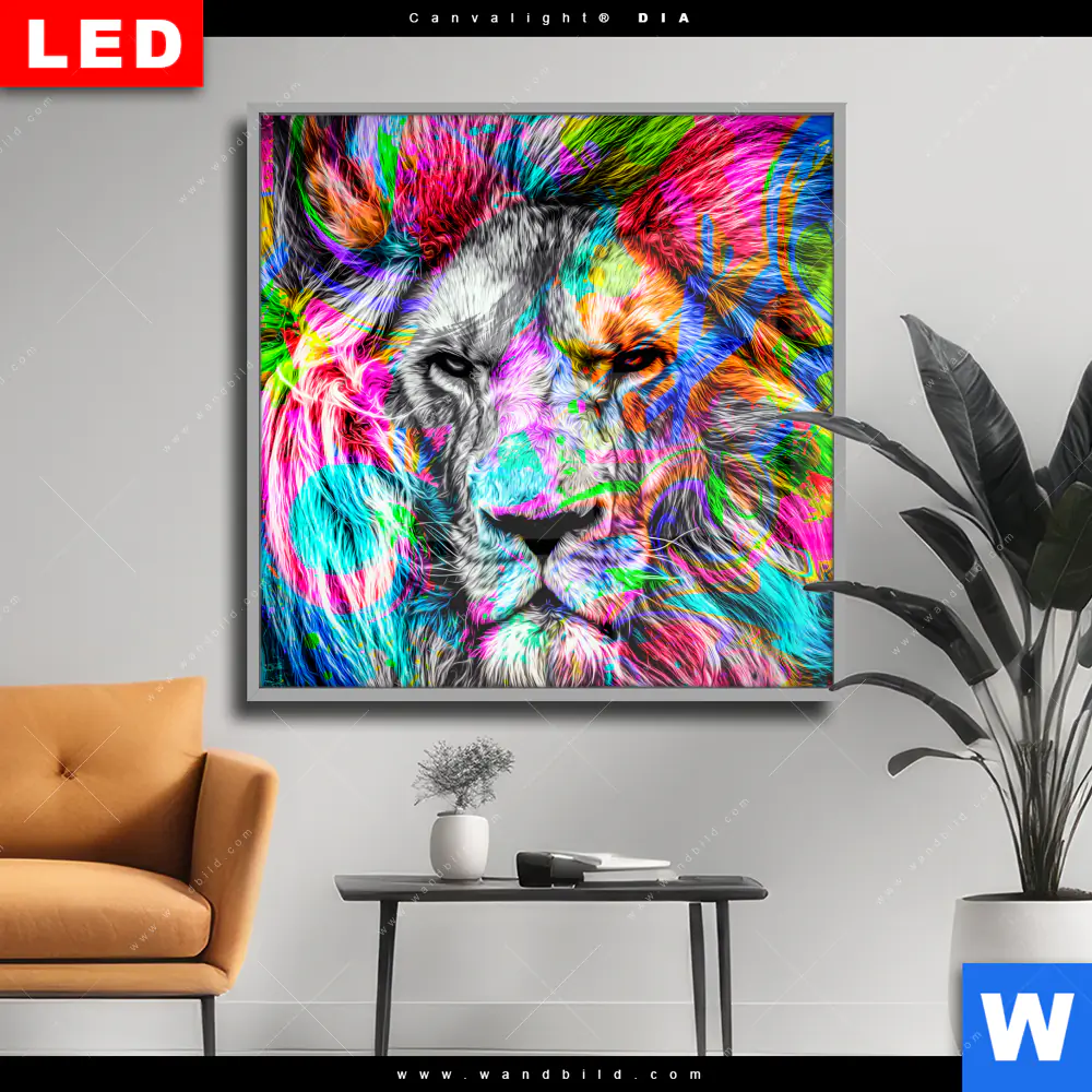 Wechselmotiv Acrylglas Canvalight® DIA | Pop Art Löwe No.1 | Quadrat