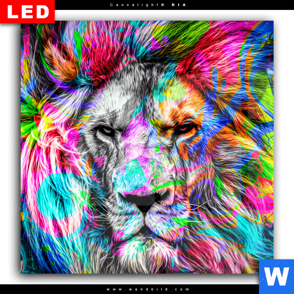 Wechselmotiv Acrylglas Canvalight® DIA | Pop Art Löwe No.1 | Quadrat - Image 2