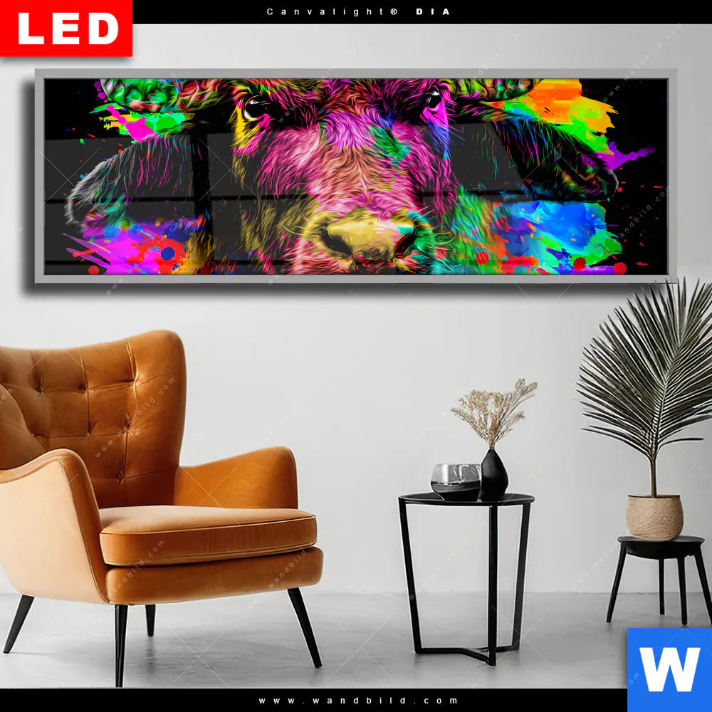 Wechselmotiv Acrylglas Canvalight® DIA | Pop Art Stier | Panorama