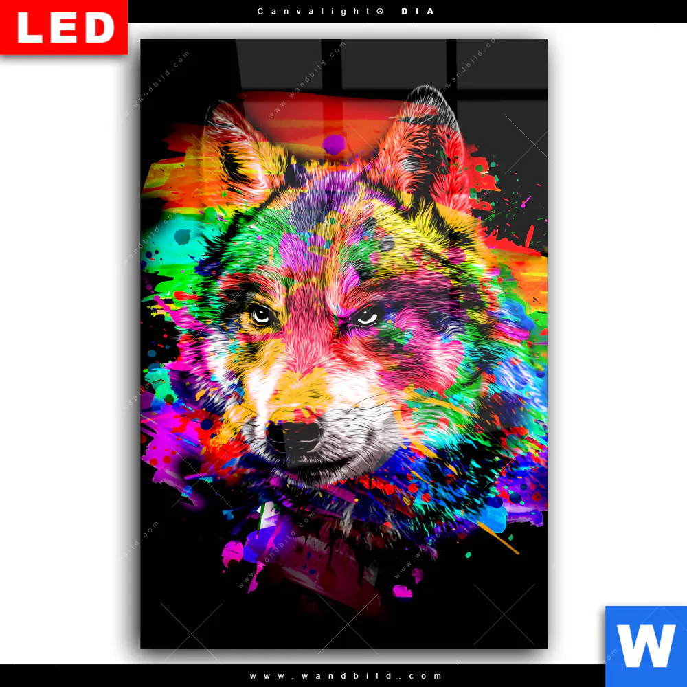 Wechselmotiv Acrylglas Canvalight® DIA | Pop Art Wolf | Hochformat - Image 2