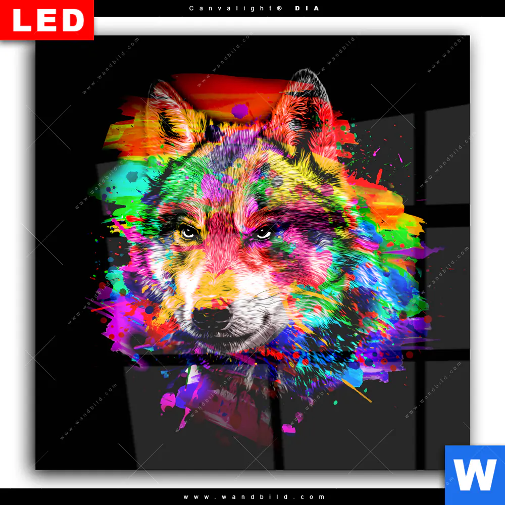 Wechselmotiv Acrylglas Canvalight® DIA | Pop Art Wolf | Quadrat - Image 2