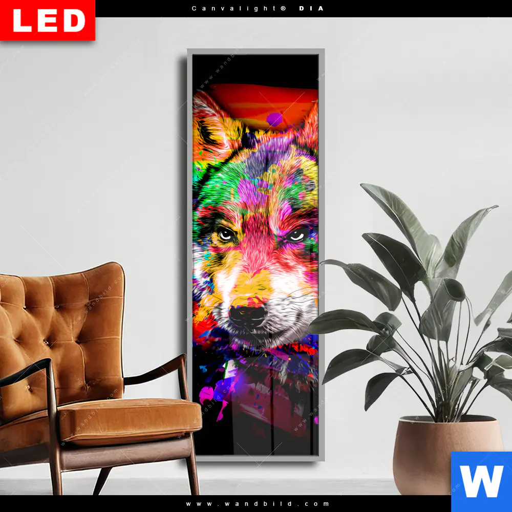 Wechselmotiv Acrylglas Canvalight® DIA | Pop Art Wolf | Schmal