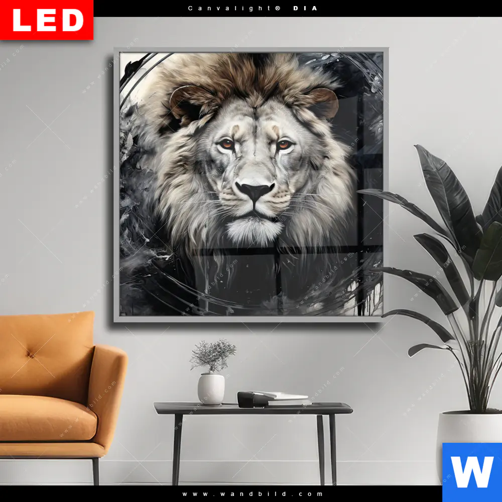Wechselmotiv Acrylglas Canvalight® DIA | Porträt eines Löwen | Quadrat