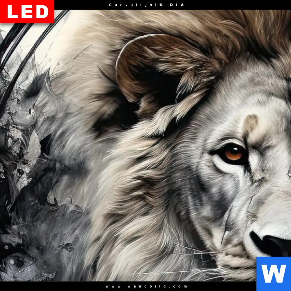 Wechselmotiv Acrylglas Canvalight® DIA | Porträt eines Löwen | Quadrat - Image 4