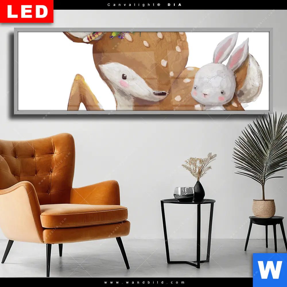 Wechselmotiv Acrylglas Canvalight® DIA | Reh & Häschen | Panorama