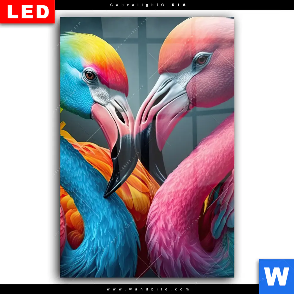 Wechselmotiv Acrylglas Canvalight® DIA | Romantische Flamingos | Hochformat - Image 2