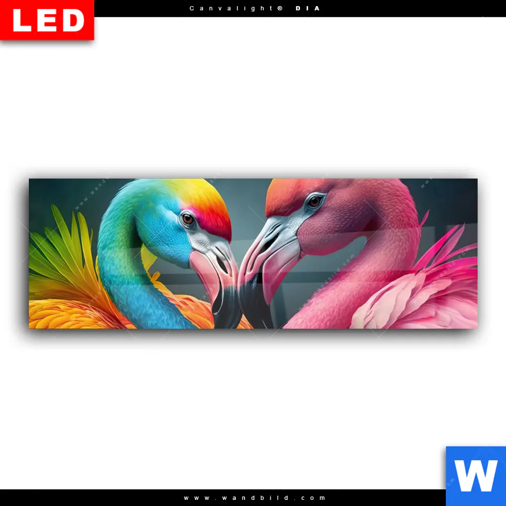 Wechselmotiv Acrylglas Canvalight® DIA | Romantische Flamingos | Panorama - Image 2