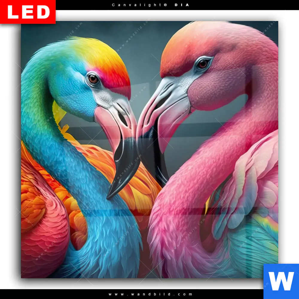 Wechselmotiv Acrylglas Canvalight® DIA | Romantische Flamingos | Quadrat - Image 2