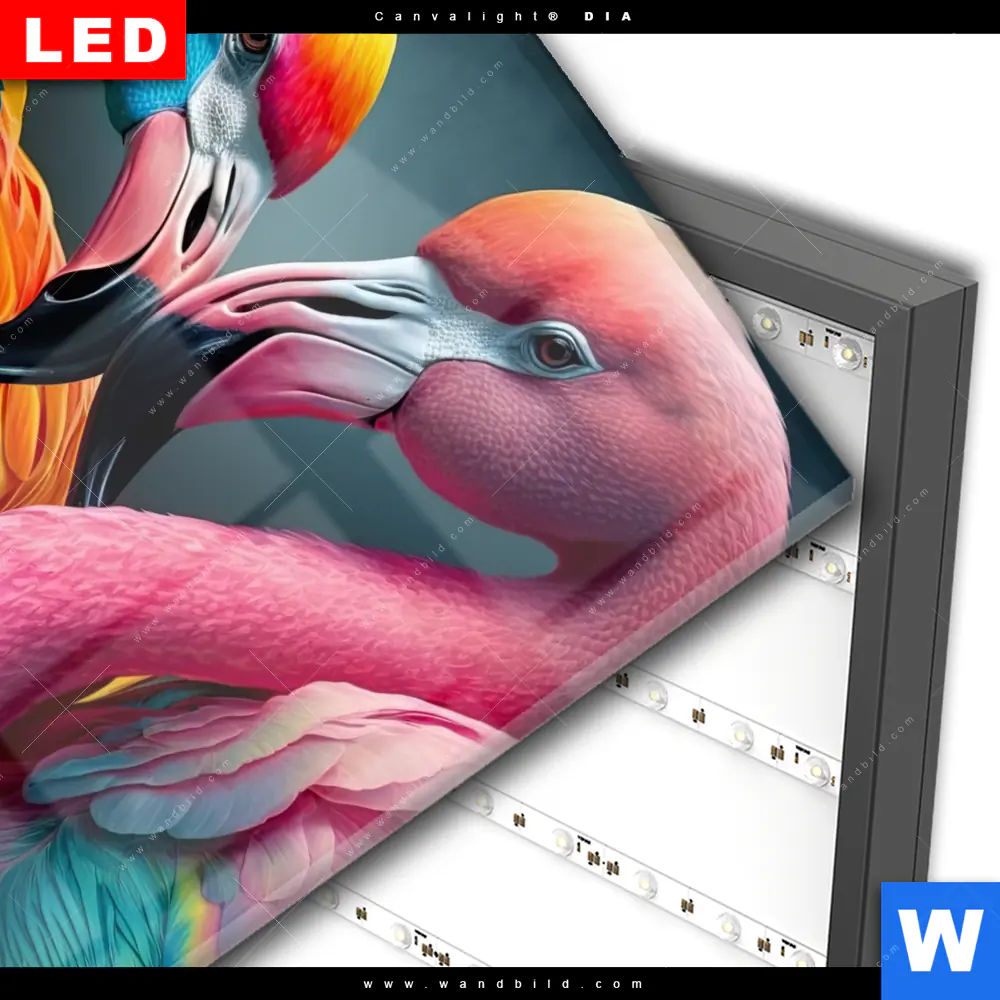 Wechselmotiv Acrylglas Canvalight® DIA | Romantische Flamingos | Quadrat - Image 3