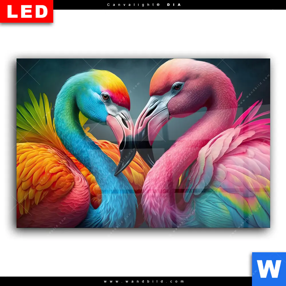 Wechselmotiv Acrylglas Canvalight® DIA | Romantische Flamingos | Querformat - Image 2