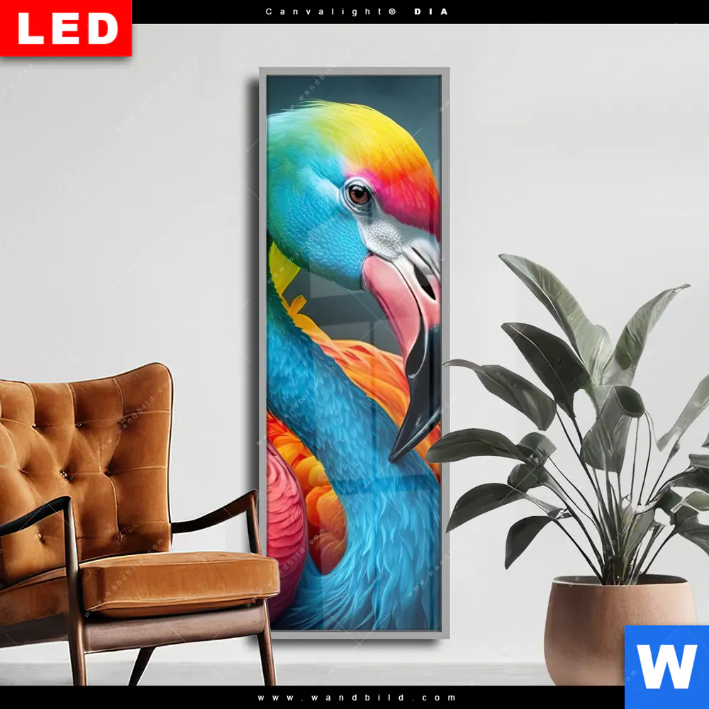Wechselmotiv Acrylglas Canvalight® DIA | Romantische Flamingos | Schmal