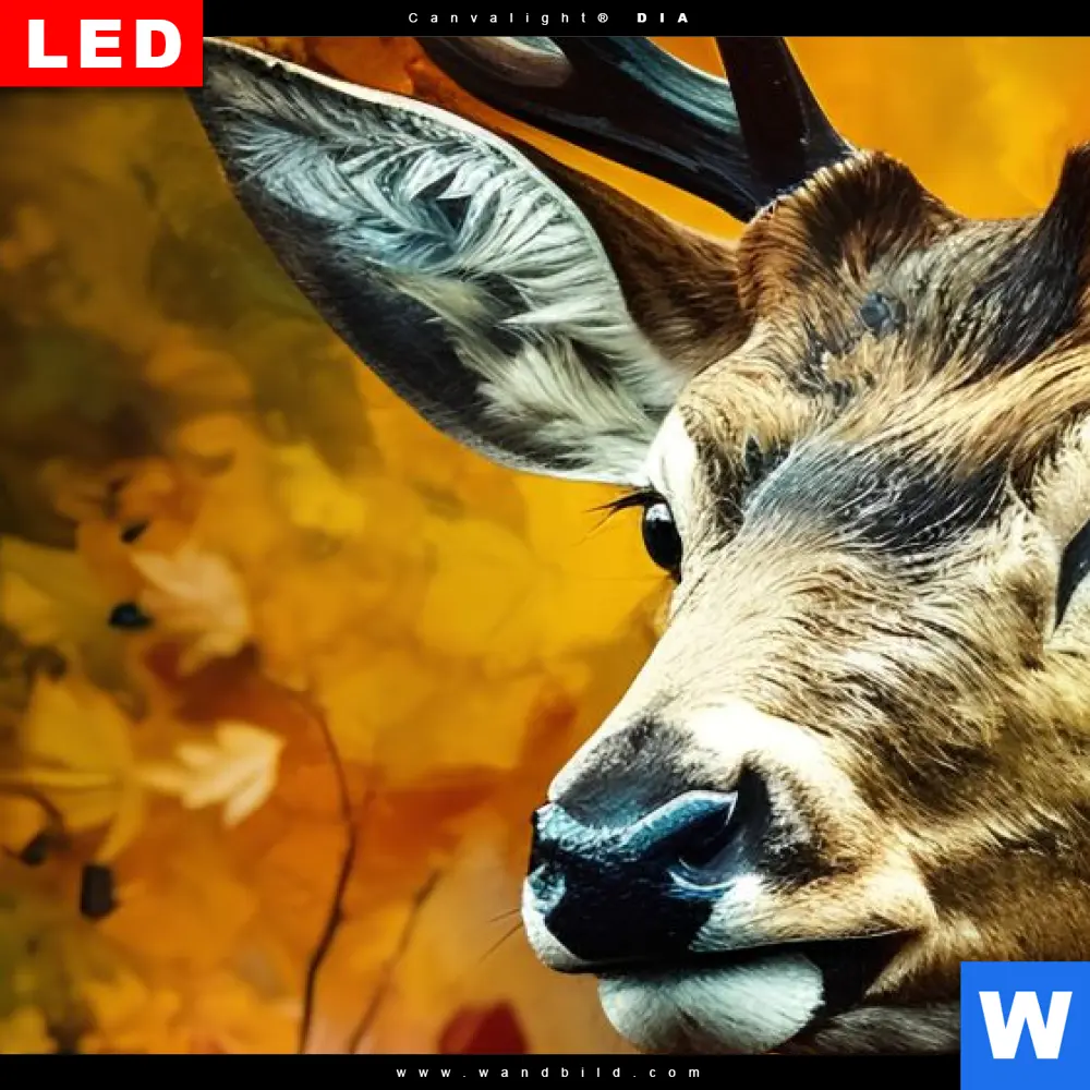 Wechselmotiv Acrylglas Canvalight® DIA | Rothirsch im Herbstwald | Hochformat - Image 4