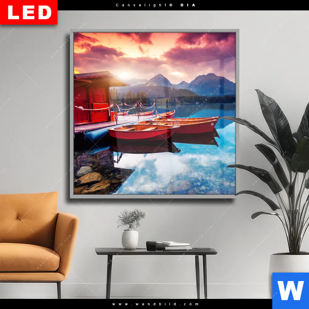 Wechselmotiv Acrylglas Canvalight® DIA | Ruhiger Bergsee | Quadrat