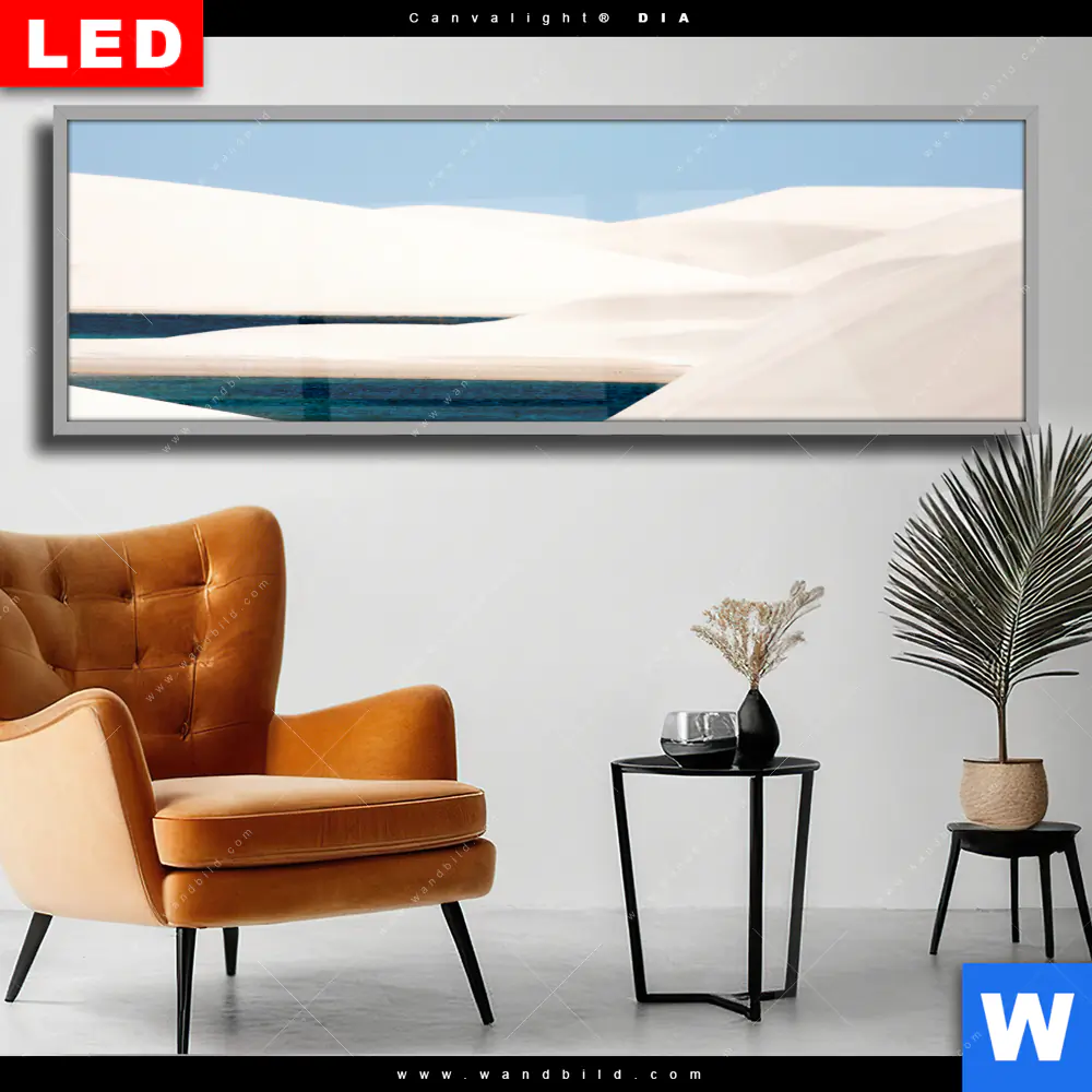 Wechselmotiv Acrylglas Canvalight® DIA | Sanddünen und Seen | Panorama