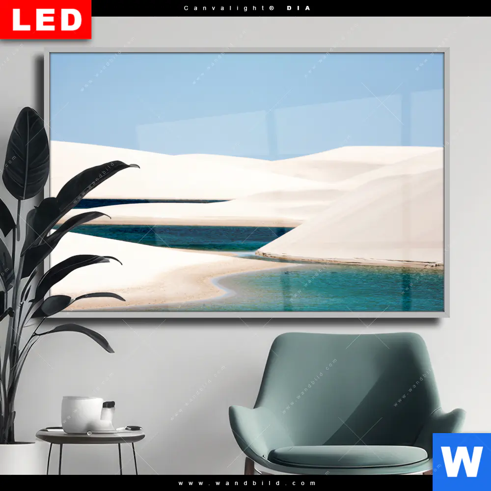 Wechselmotiv Acrylglas Canvalight® DIA | Sanddünen und Seen | Querformat