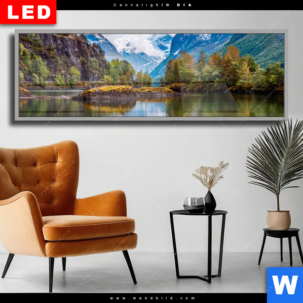 Wechselmotiv Acrylglas Canvalight® DIA | Schöne Natur in Norwegen | Panorama