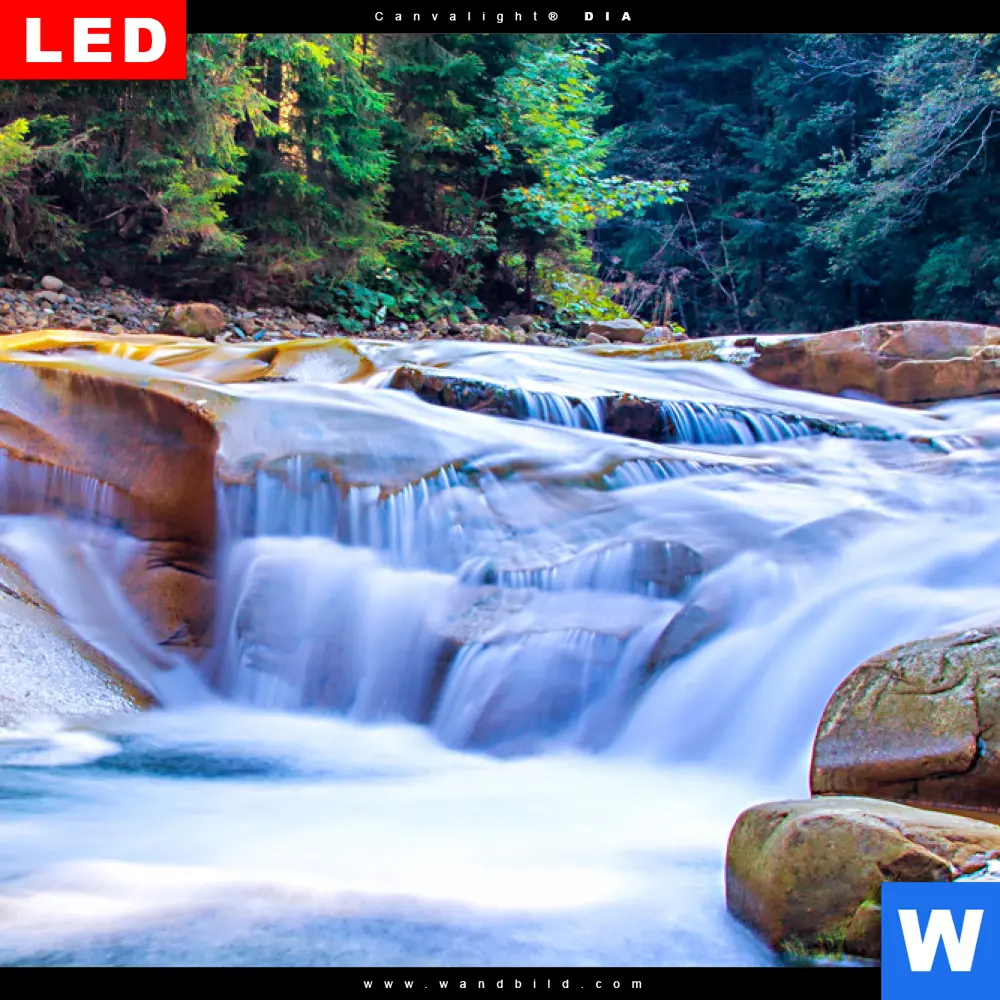 Wechselmotiv Acrylglas Canvalight® DIA | Schöner Wasserfall im Wald | Hochformat - Image 4