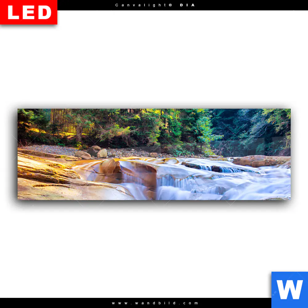 Wechselmotiv Acrylglas Canvalight® DIA | Schöner Wasserfall im Wald | Panorama - Image 2