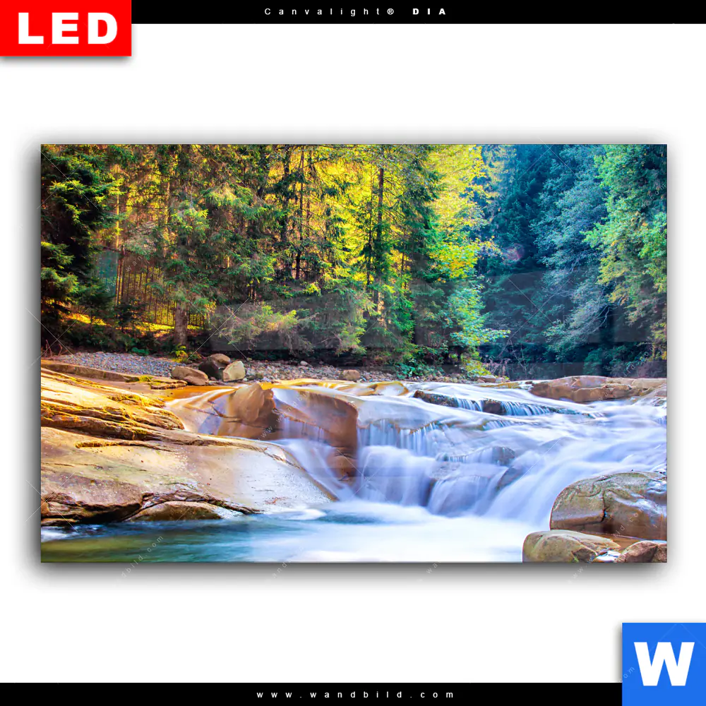 Wechselmotiv Acrylglas Canvalight® DIA | Schöner Wasserfall im Wald | Querformat - Image 2