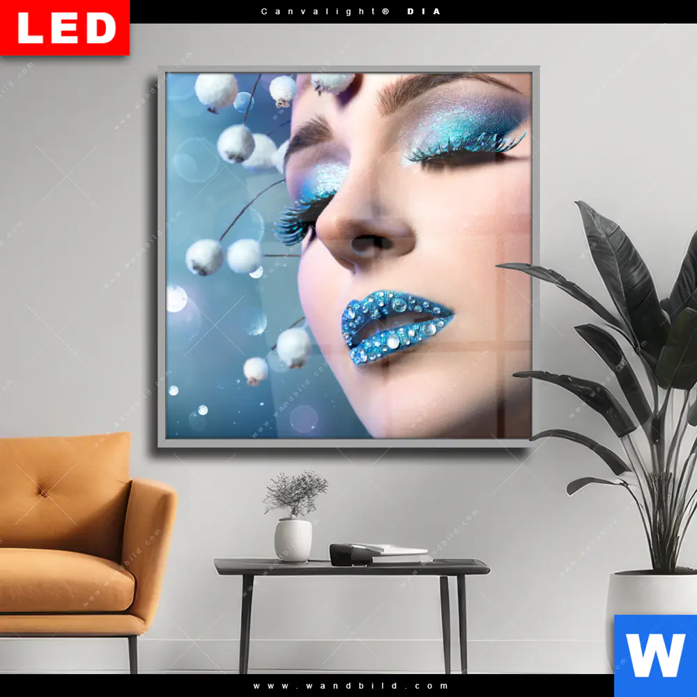 Wechselmotiv Acrylglas Canvalight® DIA | Schönheit in Blau & Weiss | Quadrat