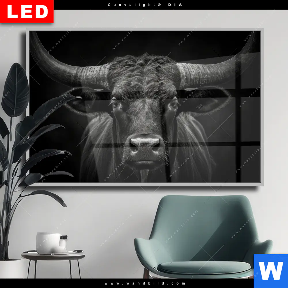 Wechselmotiv Acrylglas Canvalight® DIA | Schwarzer Bulle | Querformat