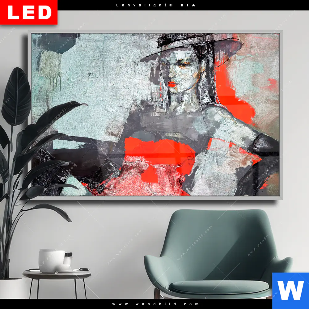 Wechselmotiv Acrylglas Canvalight® DIA | Schweigsame Frau | Querformat