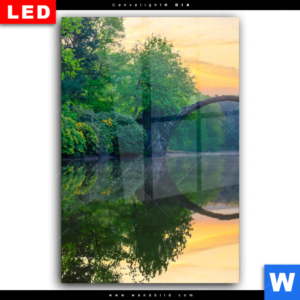 Wechselmotiv Acrylglas Canvalight® DIA | See mit alter Brücke aus Stein | Hochformat - Image 2