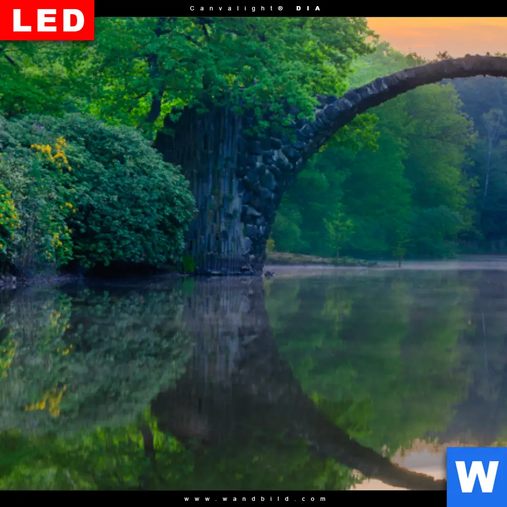 Wechselmotiv Acrylglas Canvalight® DIA | See mit alter Brücke aus Stein | Hochformat - Image 4