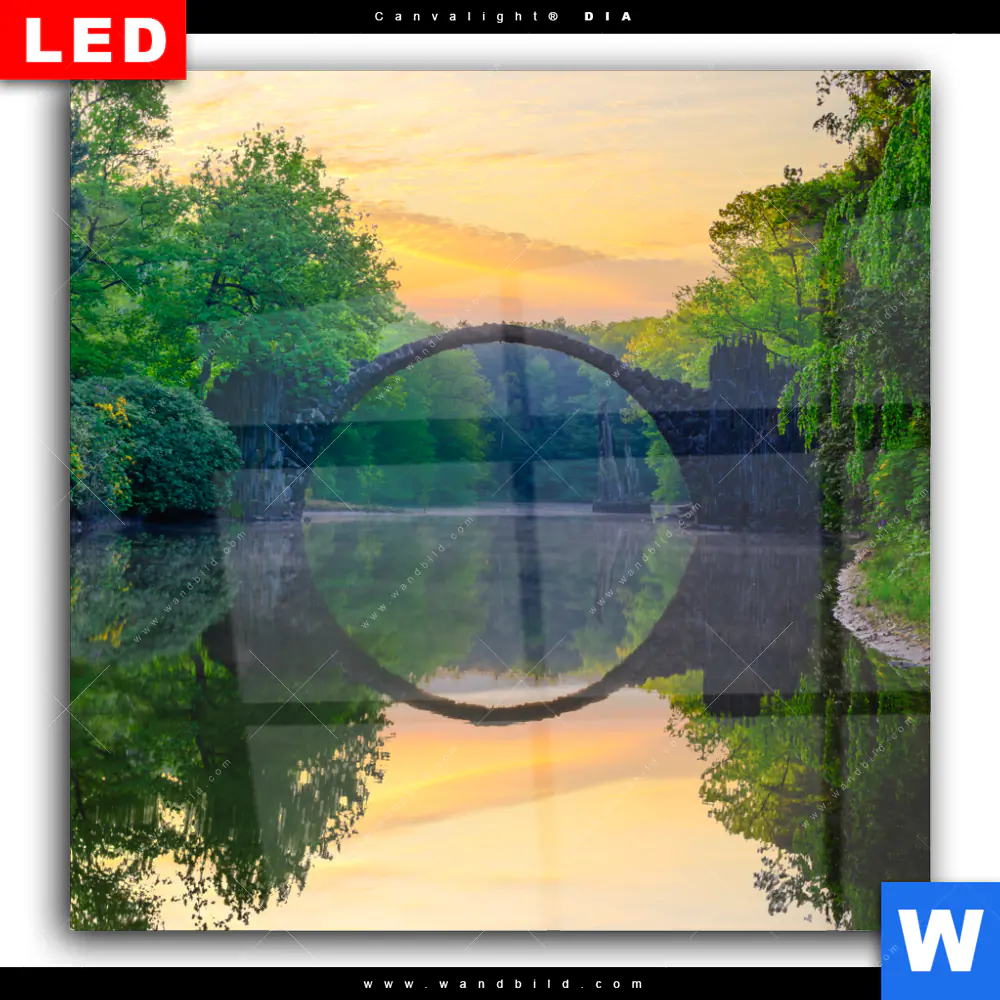 Wechselmotiv Acrylglas Canvalight® DIA | See mit alter Brücke aus Stein | Quadrat - Image 2