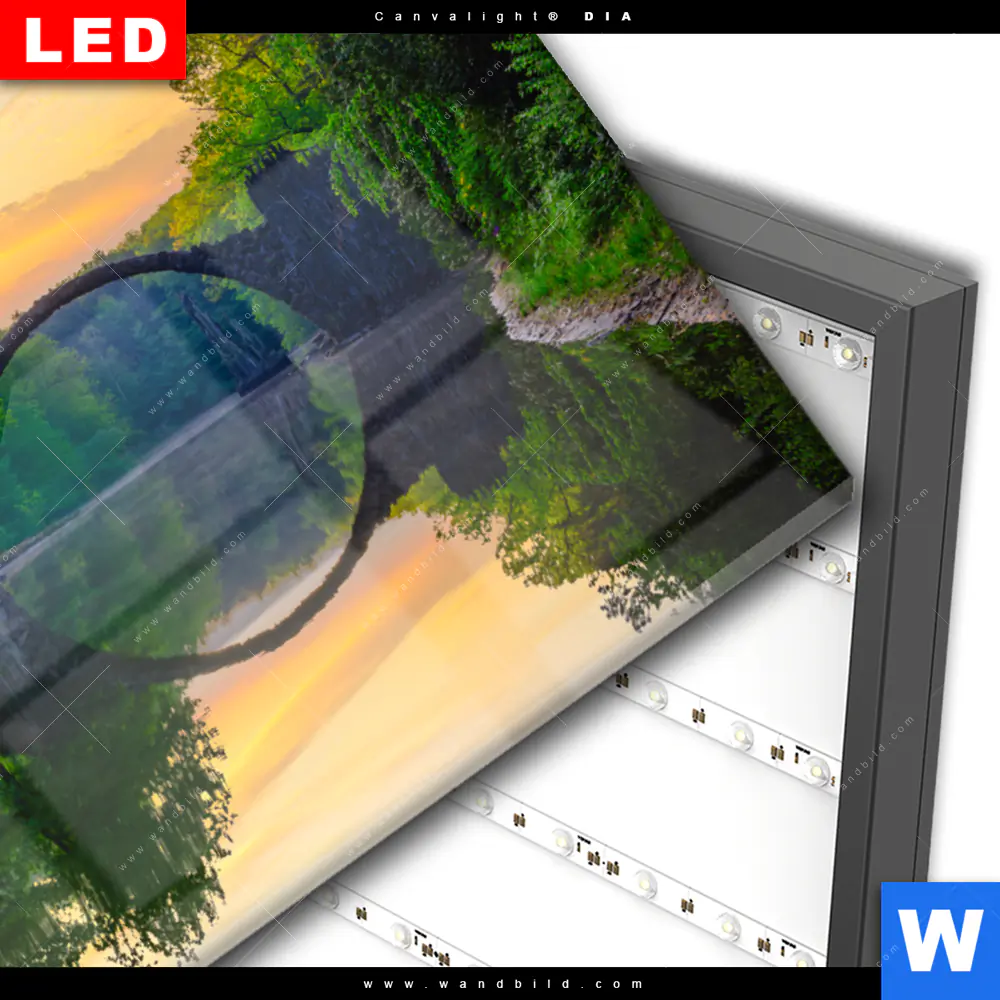 Wechselmotiv Acrylglas Canvalight® DIA | See mit alter Brücke aus Stein | Querformat - Image 3