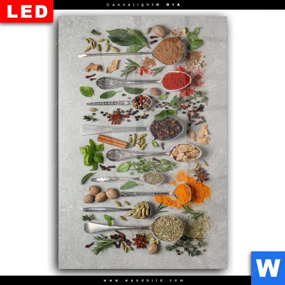 Wechselmotiv Acrylglas Canvalight® DIA | Silberlöffel mit Gewürzen | Hochformat - Image 2
