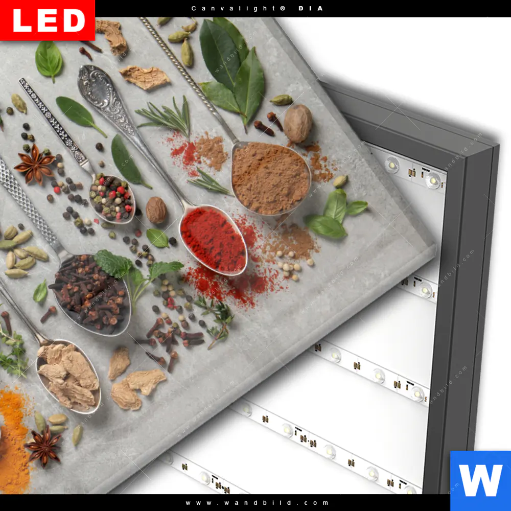 Wechselmotiv Acrylglas Canvalight® DIA | Silberlöffel mit Gewürzen | Hochformat - Image 3