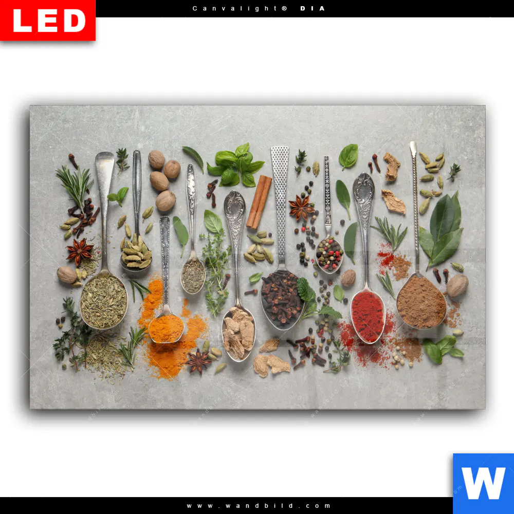 Wechselmotiv Acrylglas Canvalight® DIA | Silberlöffel mit Gewürzen | Querformat - Image 2
