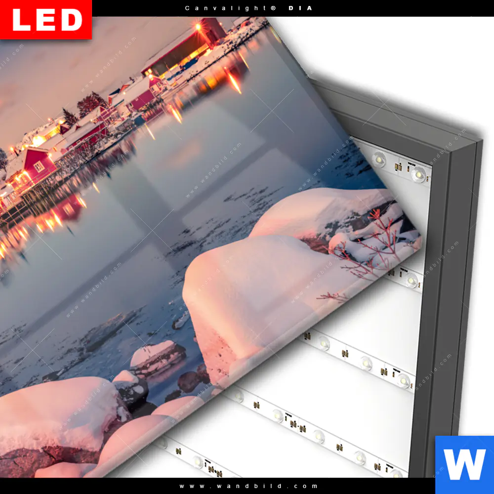 Wechselmotiv Acrylglas Canvalight® DIA | Skandinavische Stadt bei Nacht | Querformat - Image 3
