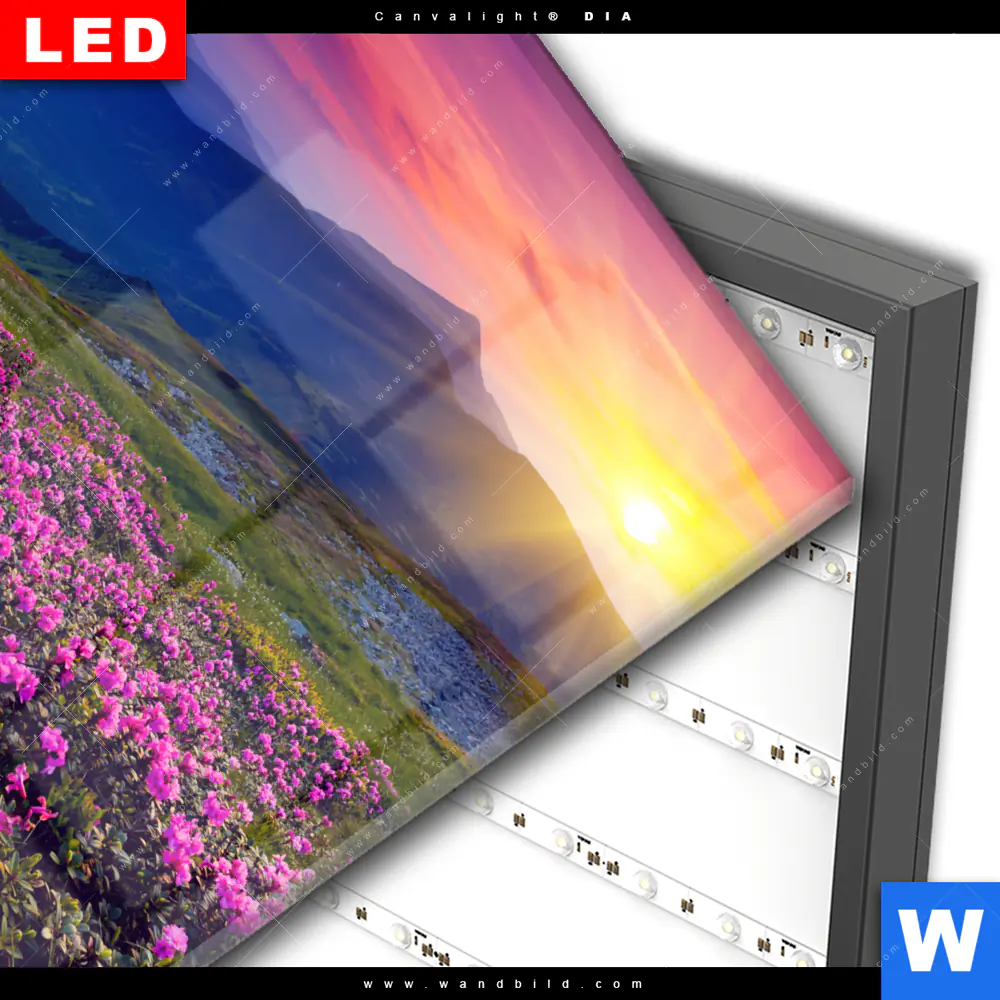 Wechselmotiv Acrylglas Canvalight® DIA | Sommerberg im Sonnenuntergang | Quadrat - Image 3