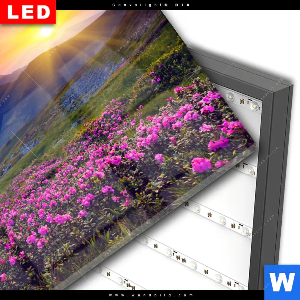 Wechselmotiv Acrylglas Canvalight® DIA | Sommerberg im Sonnenuntergang | Querformat - Image 3