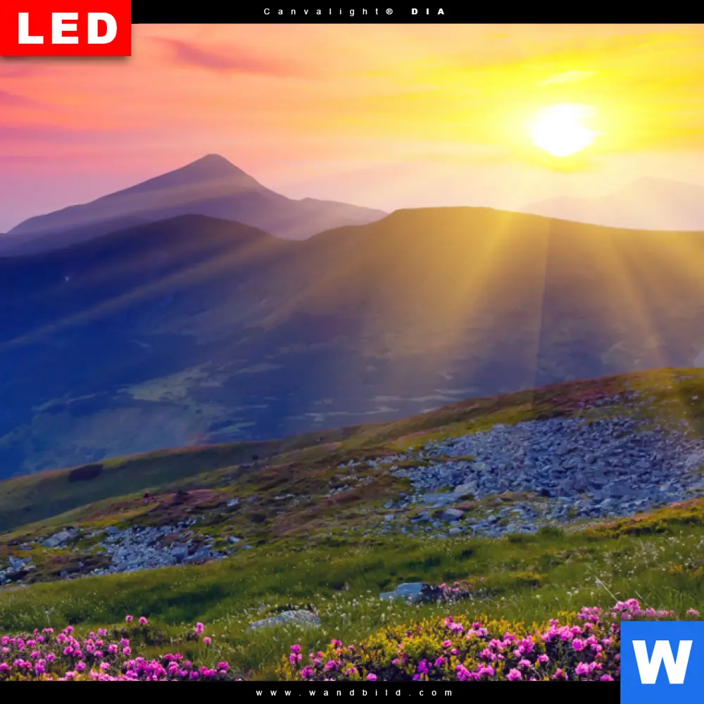 Wechselmotiv Acrylglas Canvalight® DIA | Sommerberg im Sonnenuntergang | Schmal - Image 4