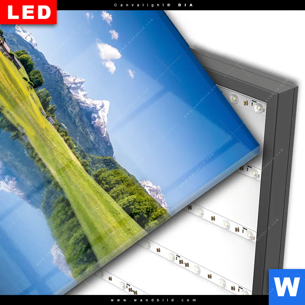 Wechselmotiv Acrylglas Canvalight® DIA | Sommerlandschaft in den Alpen | Quadrat - Image 3